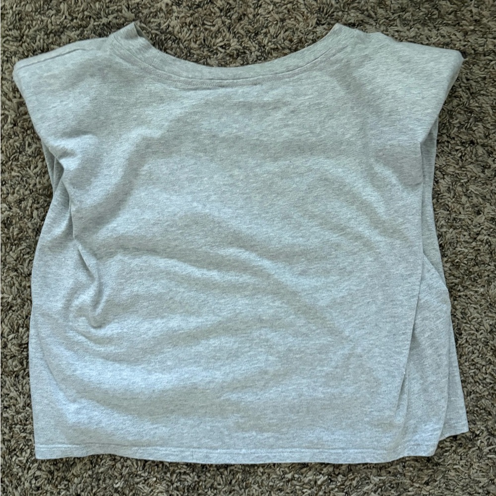 Aritzia Heather Gray Crop Top w/ shoulder pads